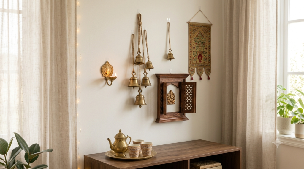 Aesthetic Brass Wall Bells and Hanging Sconces