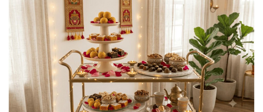 Modern Mithai and Dessert Bar Cart Setup