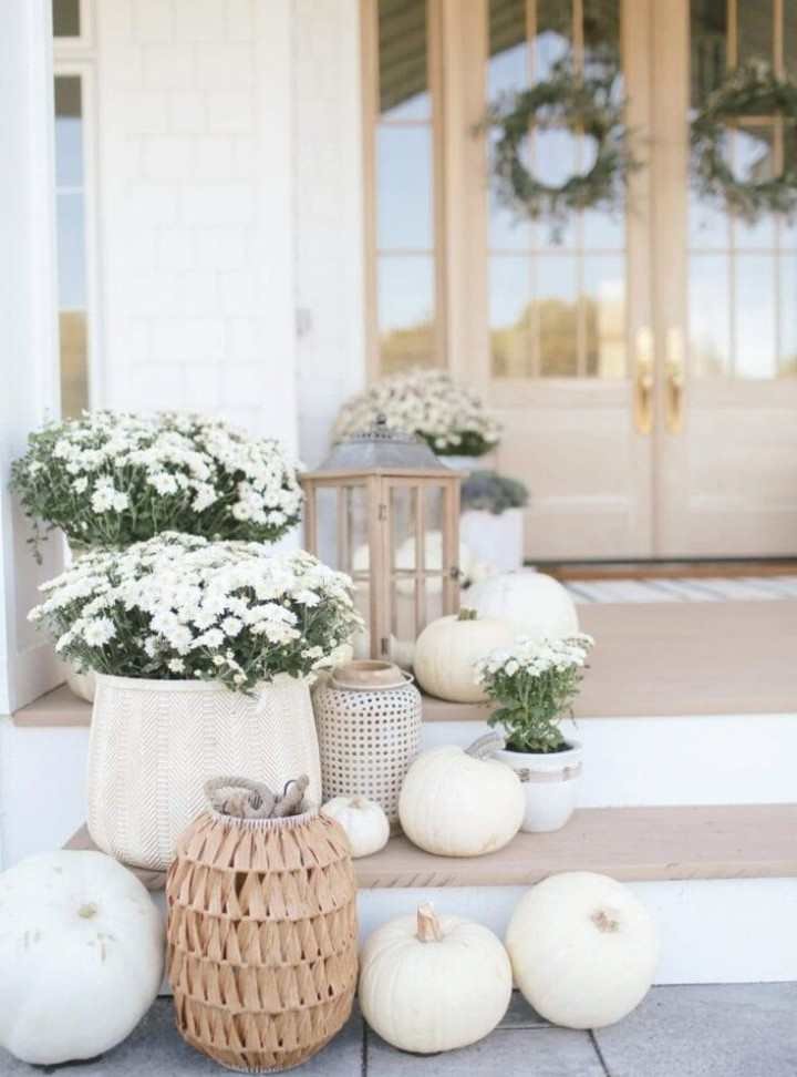 White Pumpkin Porch Decor
