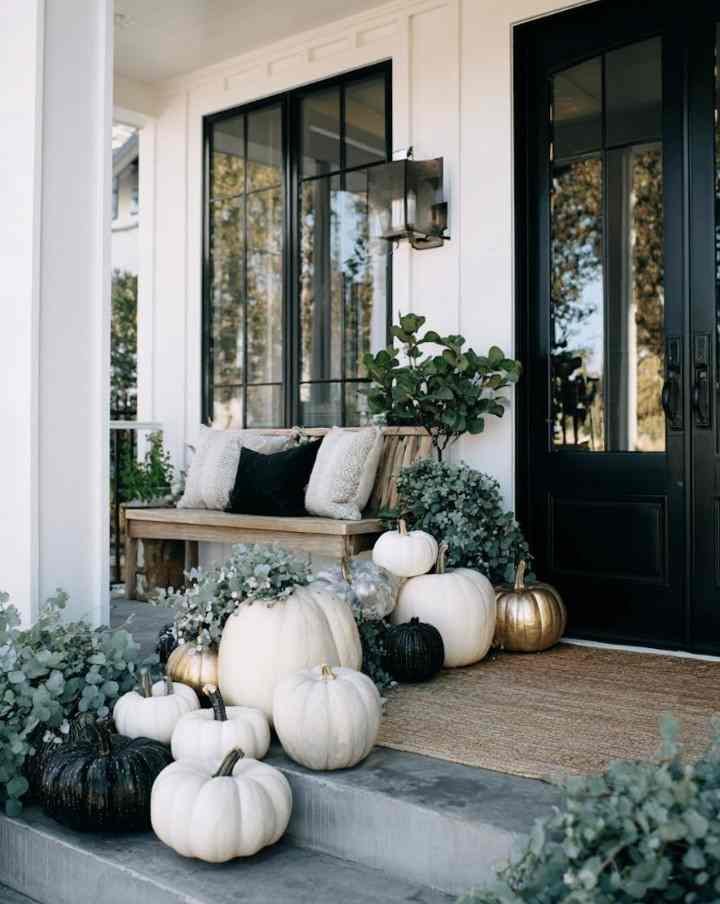 Black & White Modern Fall Porch