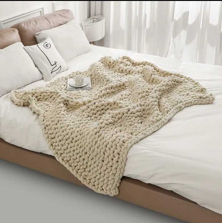 Layer a Chunky Knit Throw Blanket for Instant Cozy Vibes