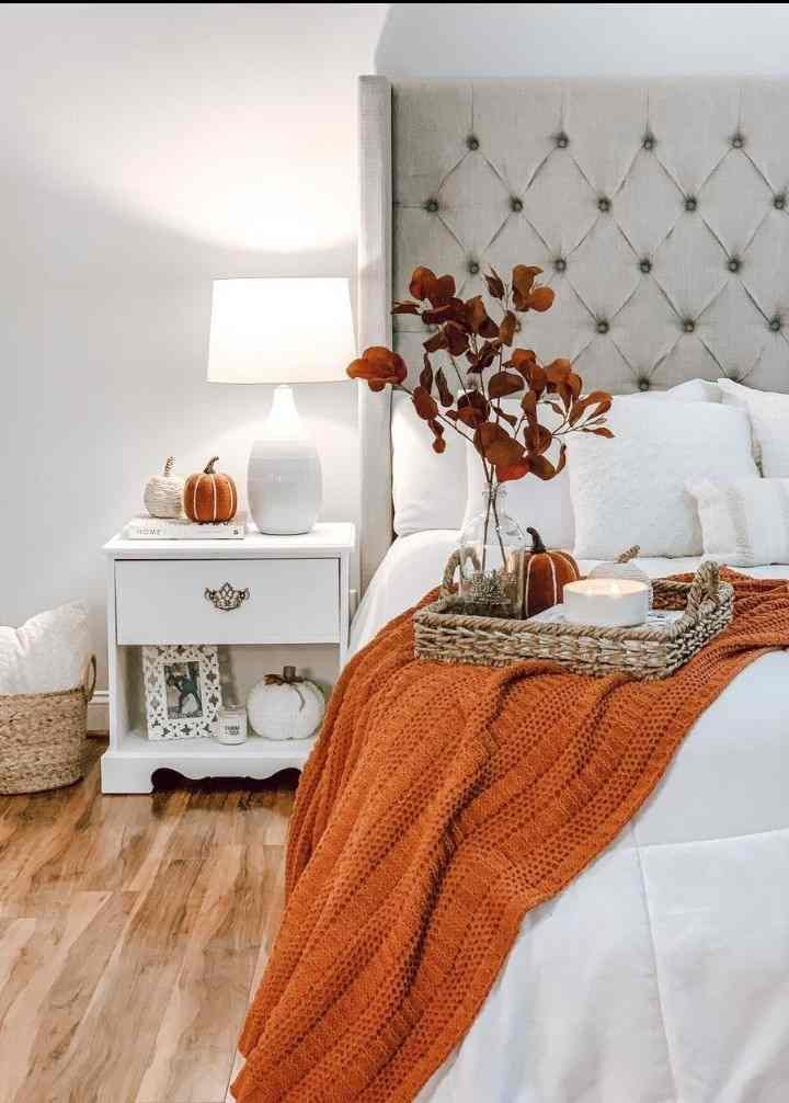 Decorate Your Nightstand with Mini Pumpkins
