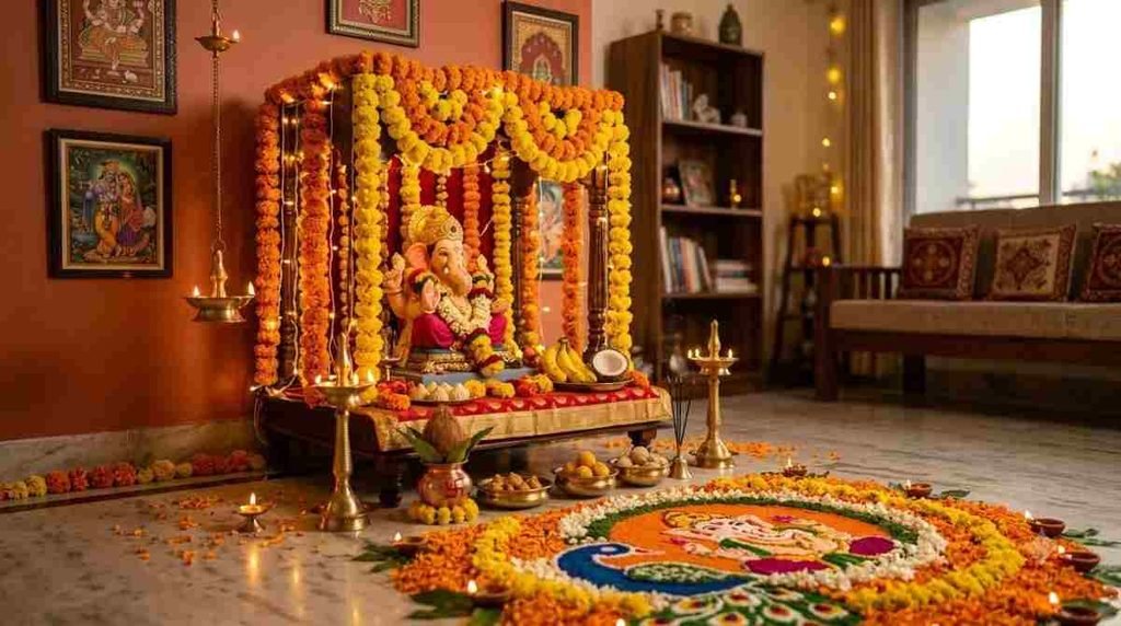 Marigold Flower Ganpati Mandap