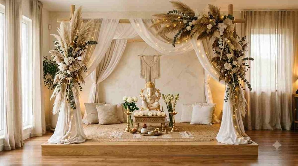 White and Beige Minimalist Mandap
