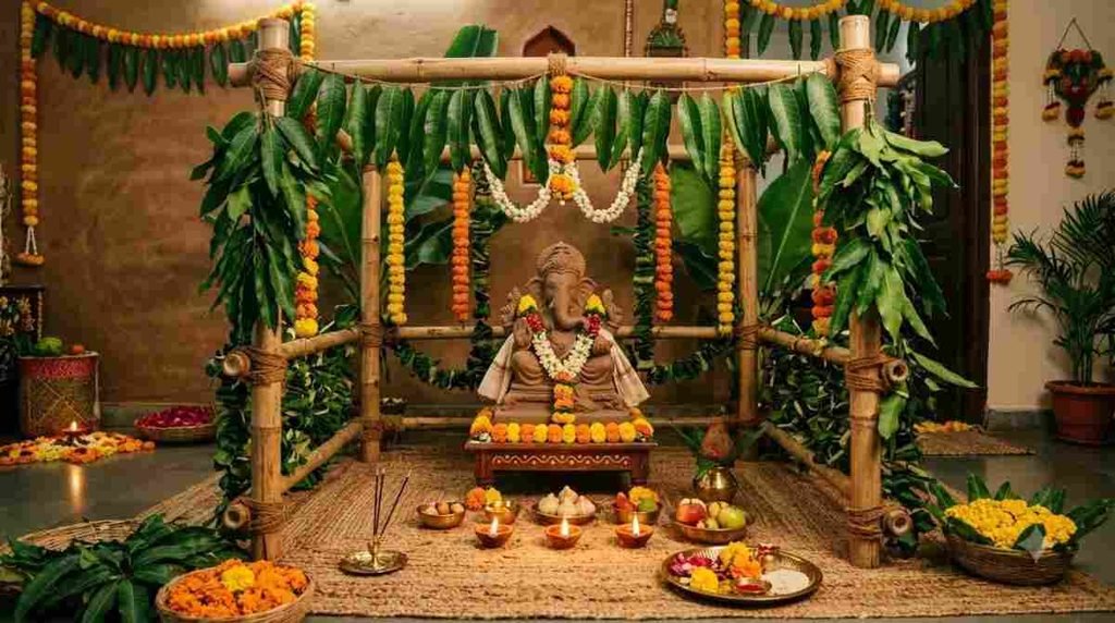 Fabric Drapes Ganpati Mandap