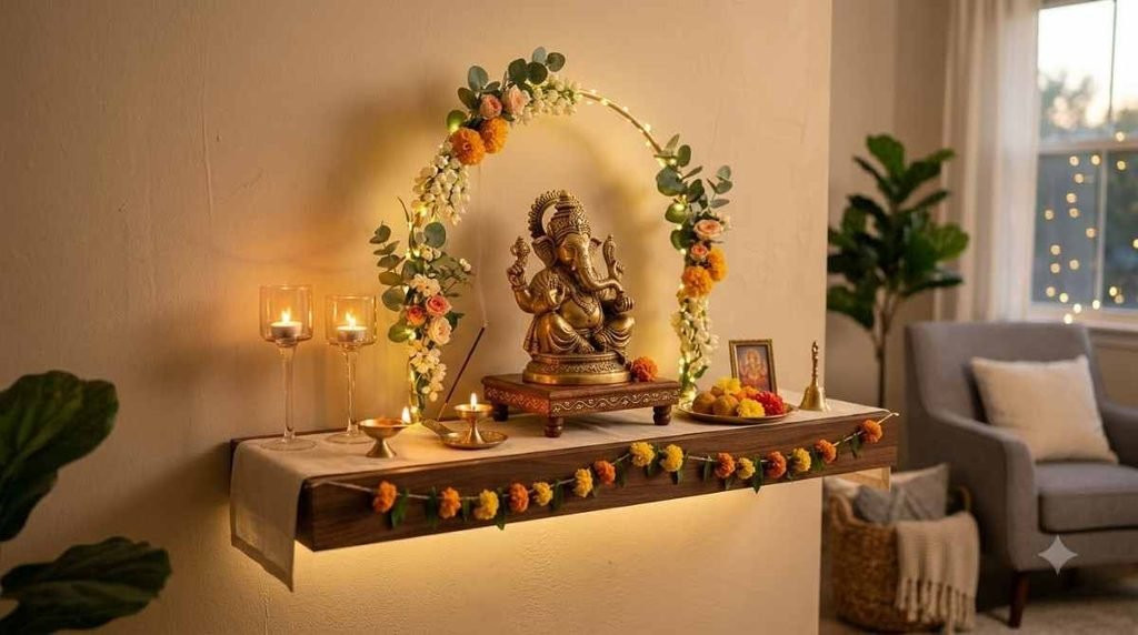 Floating Shelf Ganpati Mandap