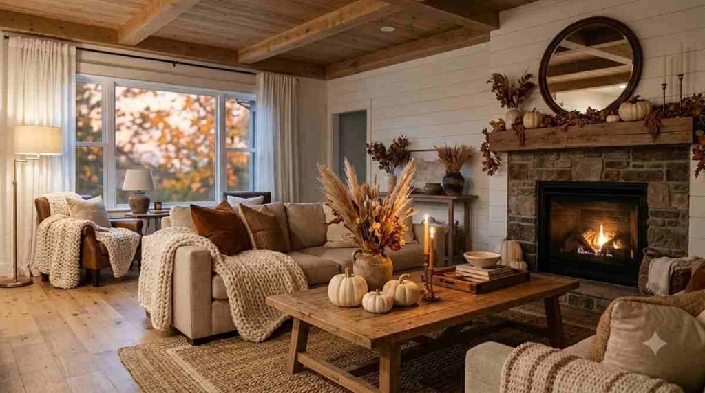Finish with a warm Layered Fall Atmosphere