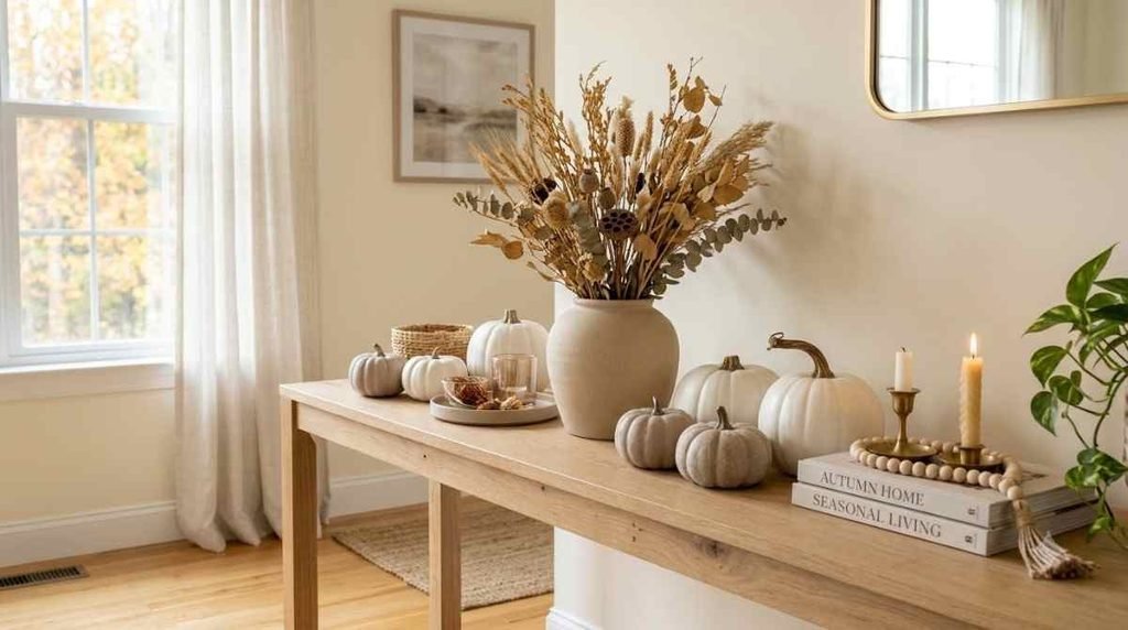 Layer Neutral Pumpkins on Your Console Table