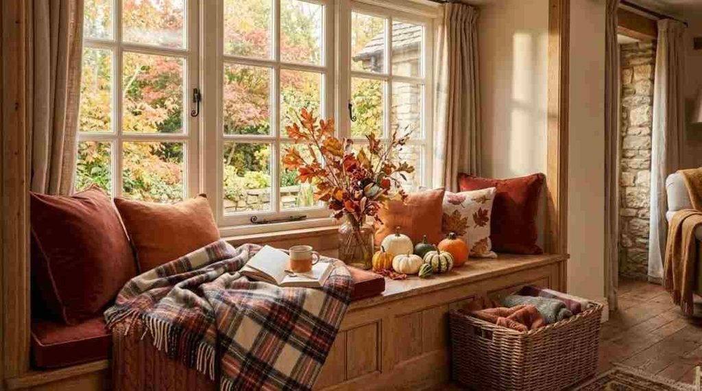 Elegant Neutral Fall Window Styling
