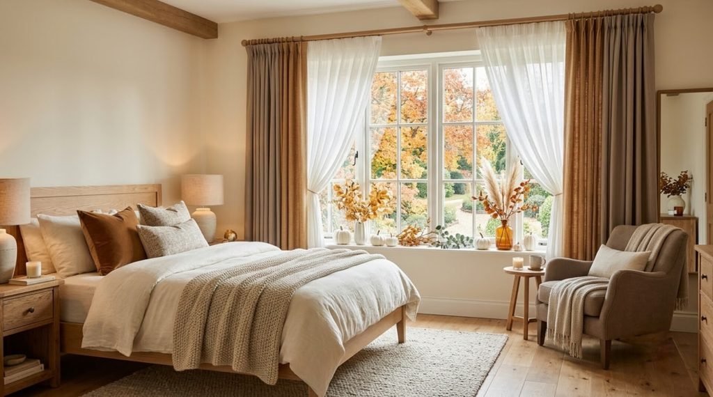 Layered Curtains for a Cozy Fall Look