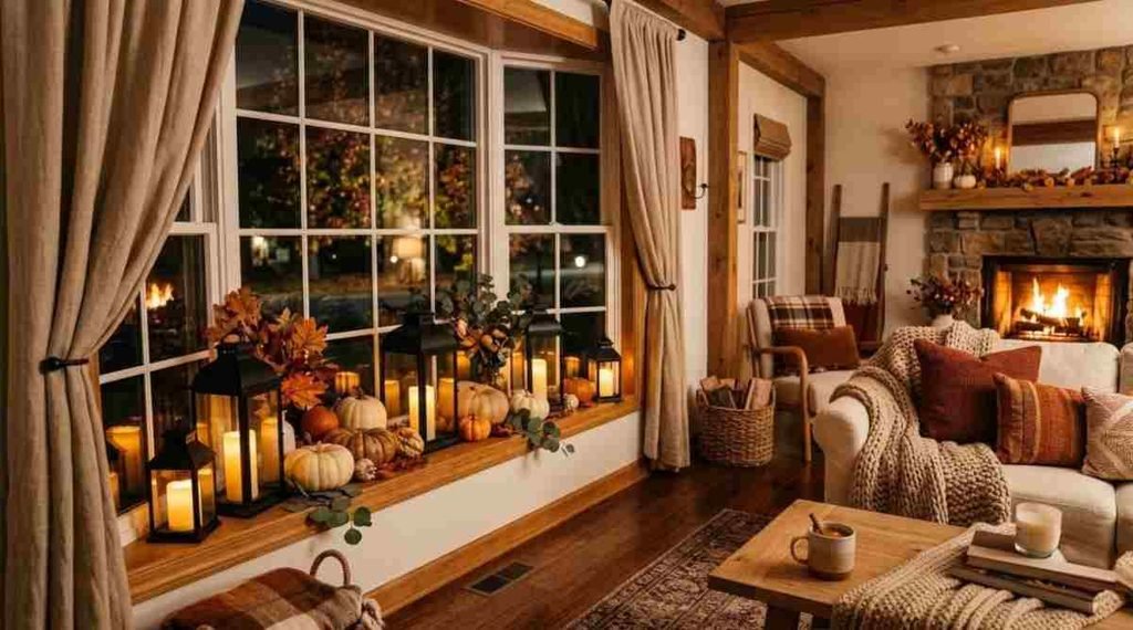 Cozy Candlelit Fall Window