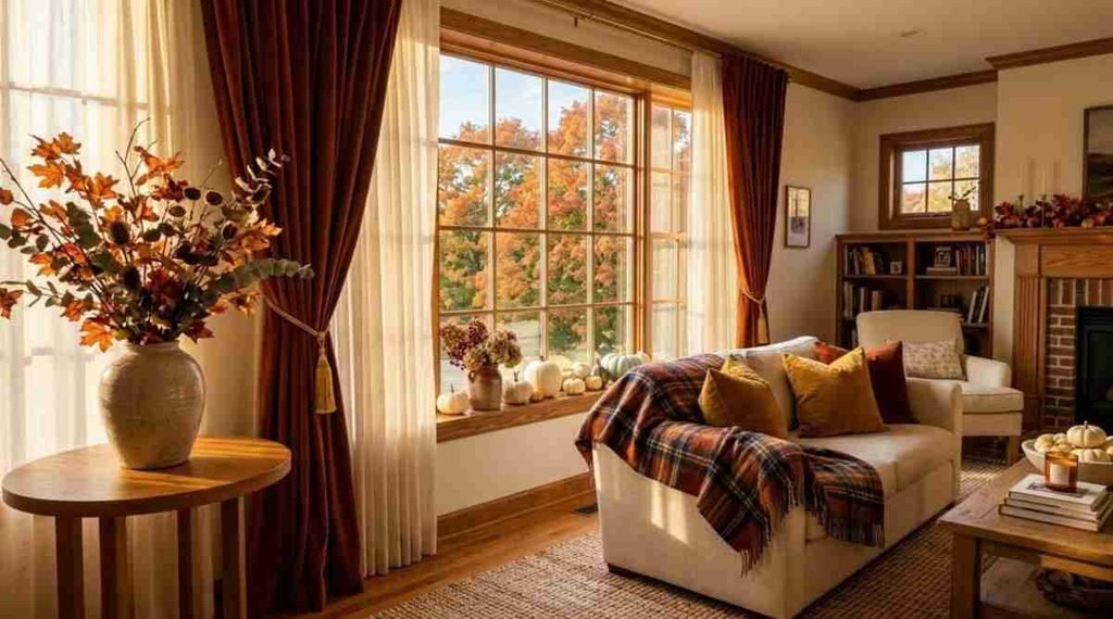 Soft Velvet & Plaid Window Styling