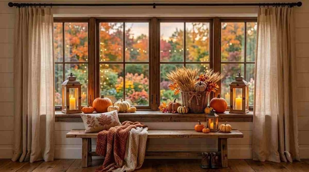 Pumpkin & Lantern Window Corner