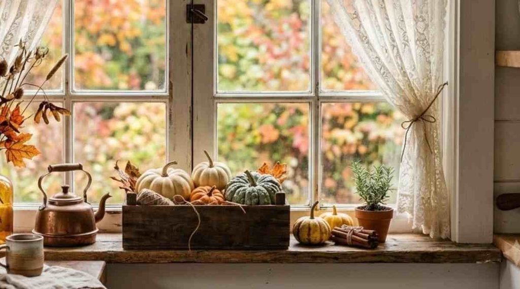 Vintage Cottage Fall Window Charm