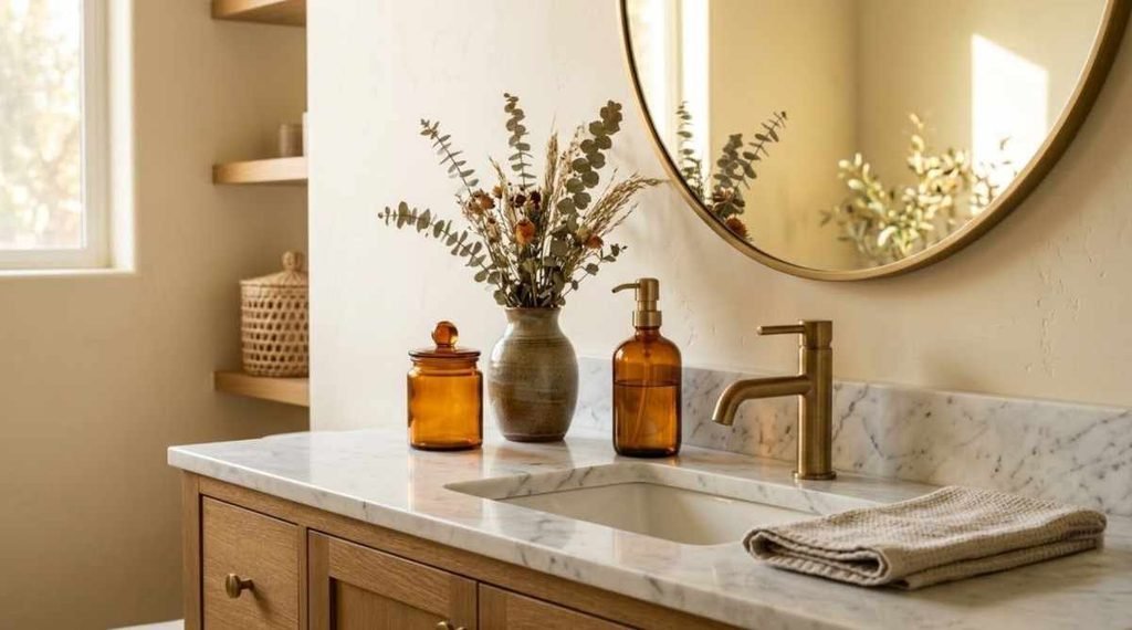 Amber Glass Vanity Styling