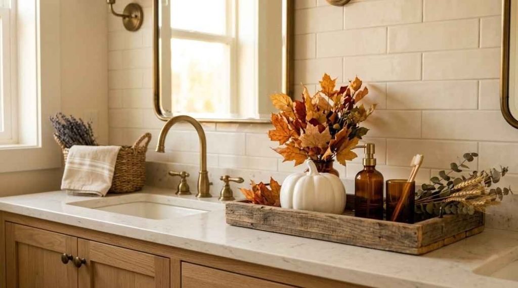 Style Your Bathroom Counter with a Wooden Tray