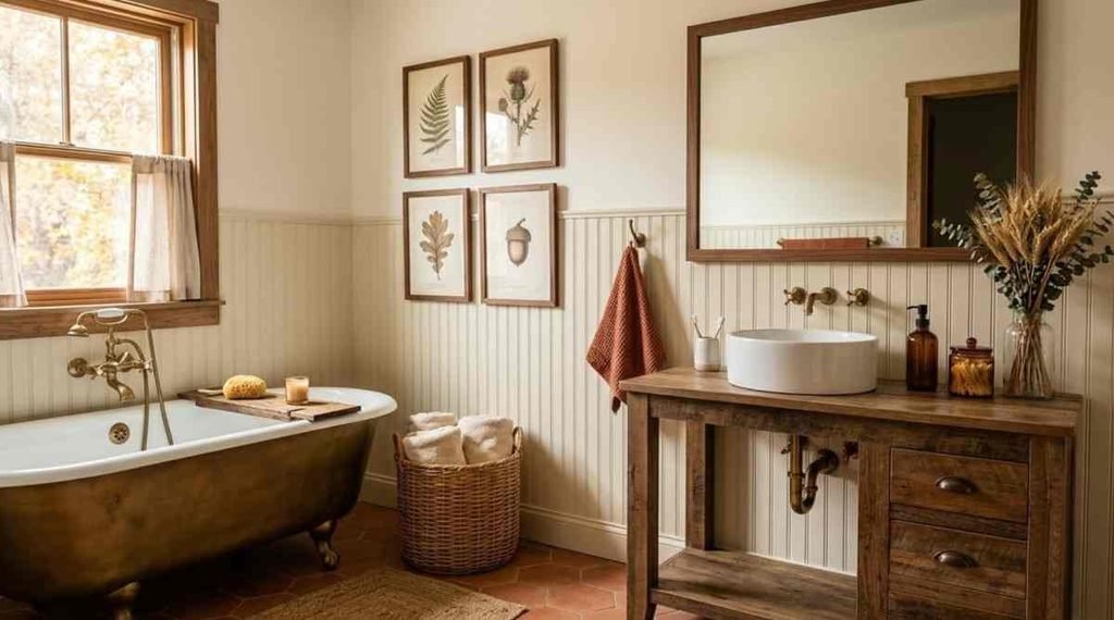 Add Fall Botanical Prints to Bathroom Walls