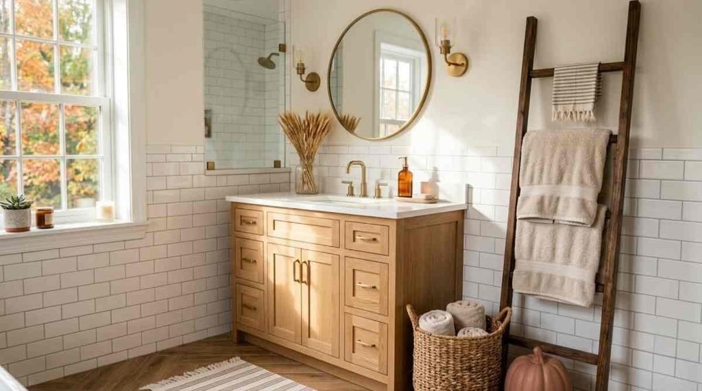 Add a Cozy Wooden Ladder for Towels