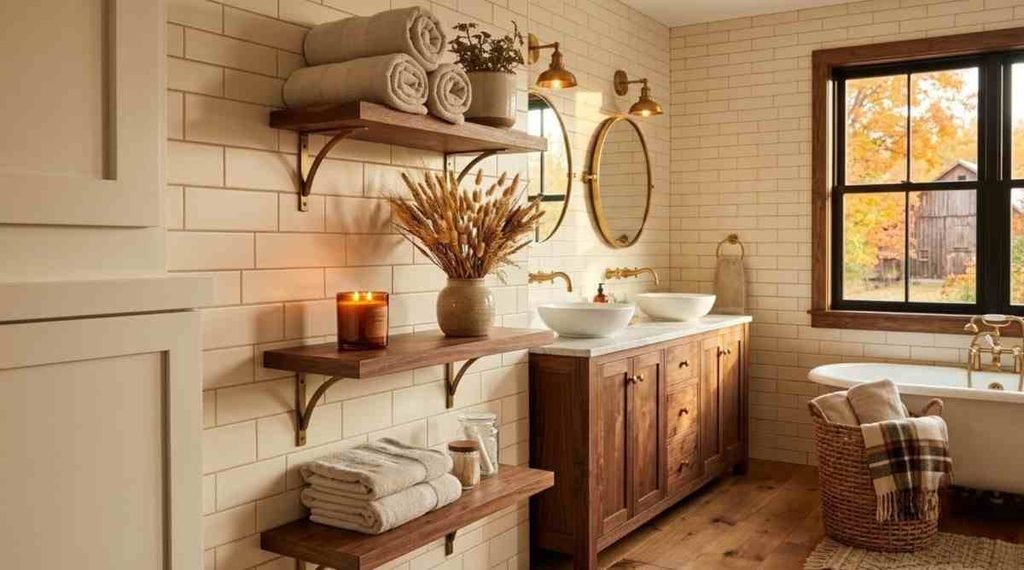Cozy Floating Shelves with Autumn Styling