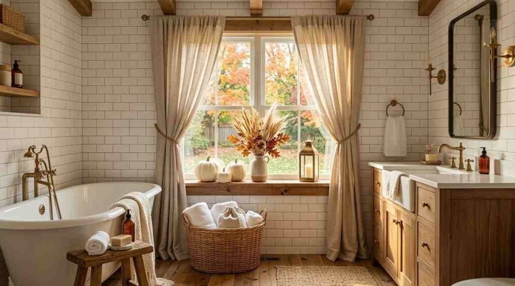 Cozy Fall Bathroom Window Styling