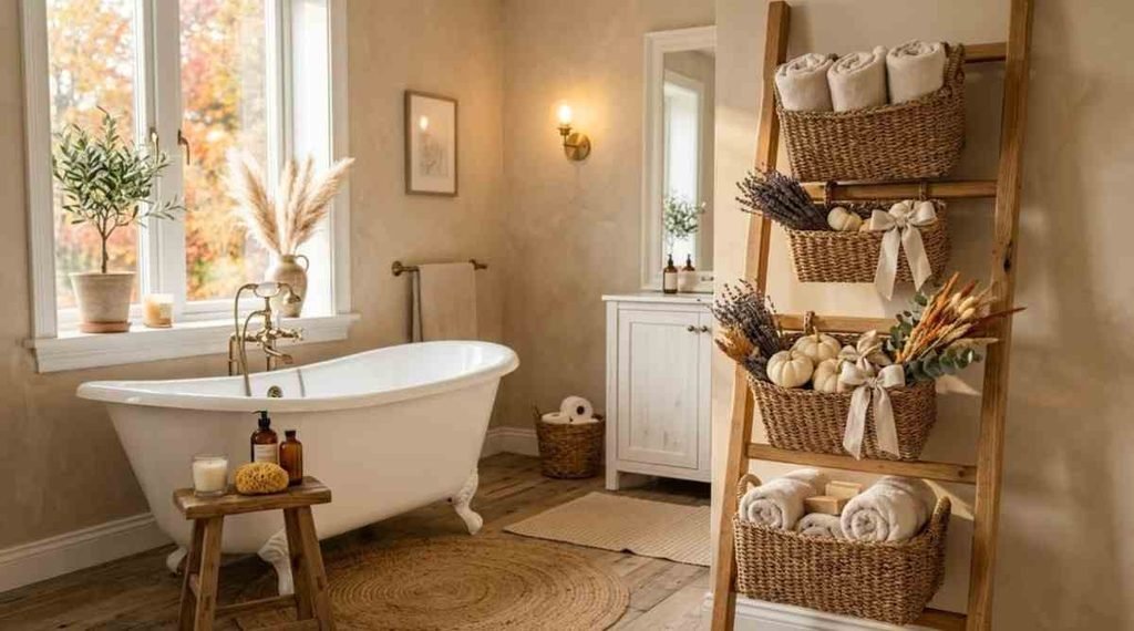 Autumn Basket Ladder Storage