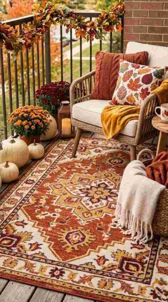 Fall Balcony With Outdoor Rug