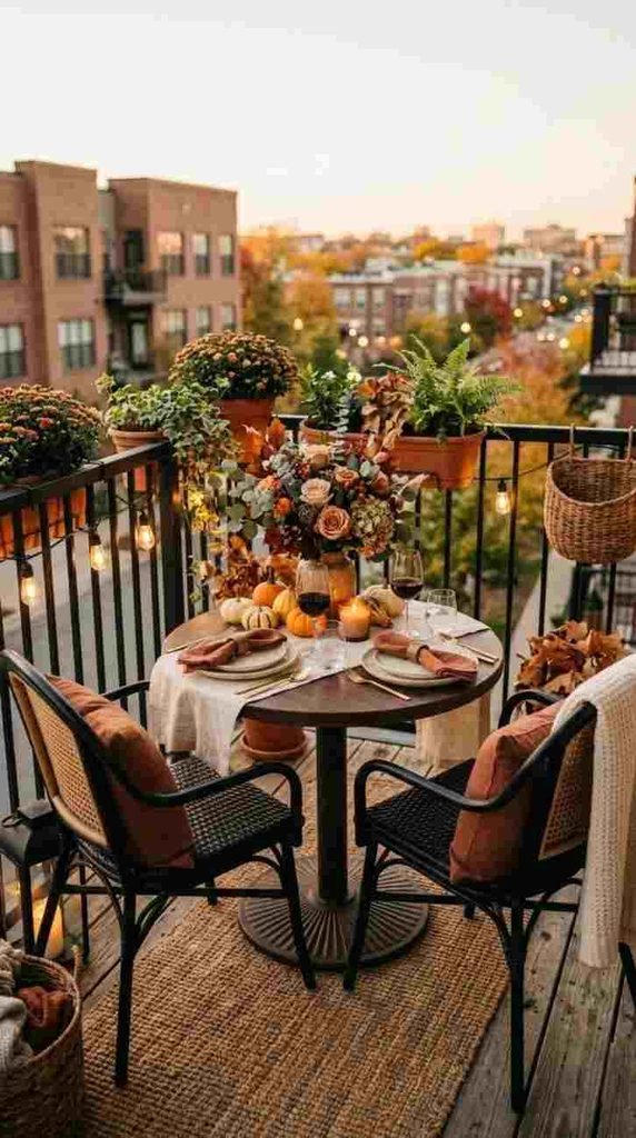 Cozy Fall Balcony Dining Spot