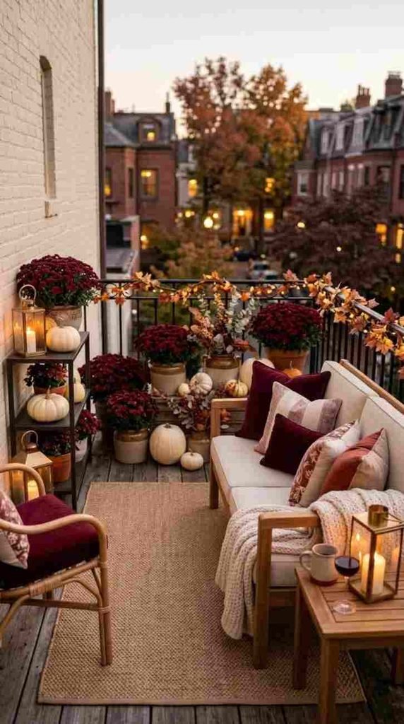 Elegant Burgundy Fall Balcony