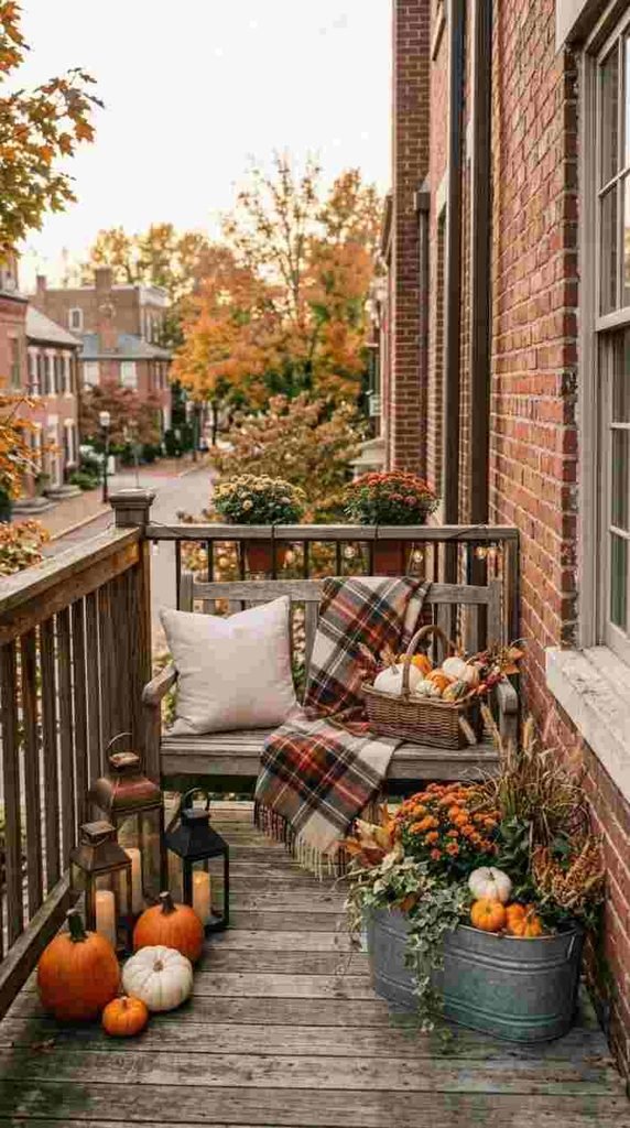 Fall Balcony With String Lights