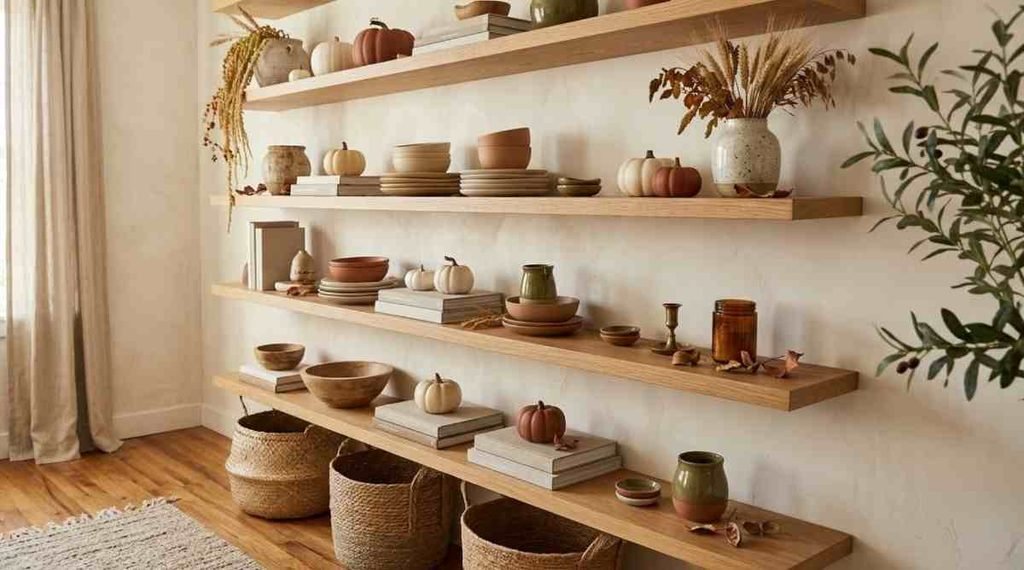 Add a Warm Autumn Touch to Open Shelving