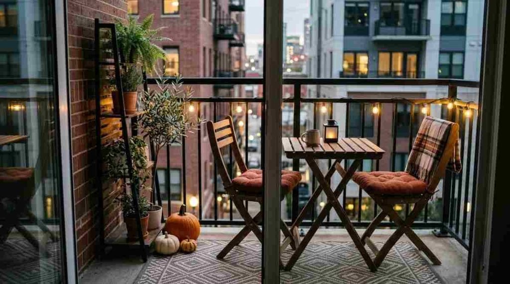 Tiny Balcony with Foldable Furniture