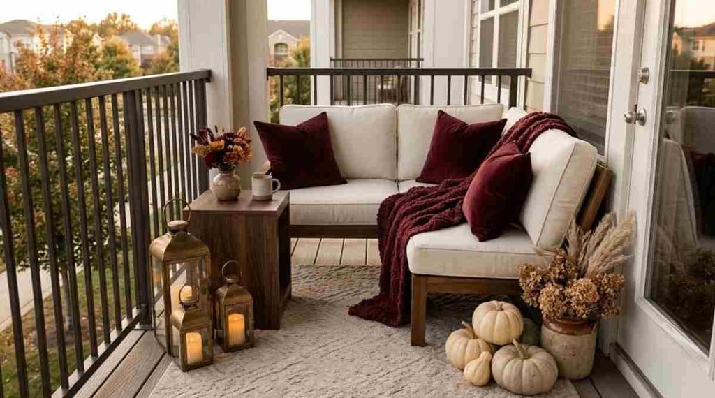 Burgundy & Cream Fall Balcony