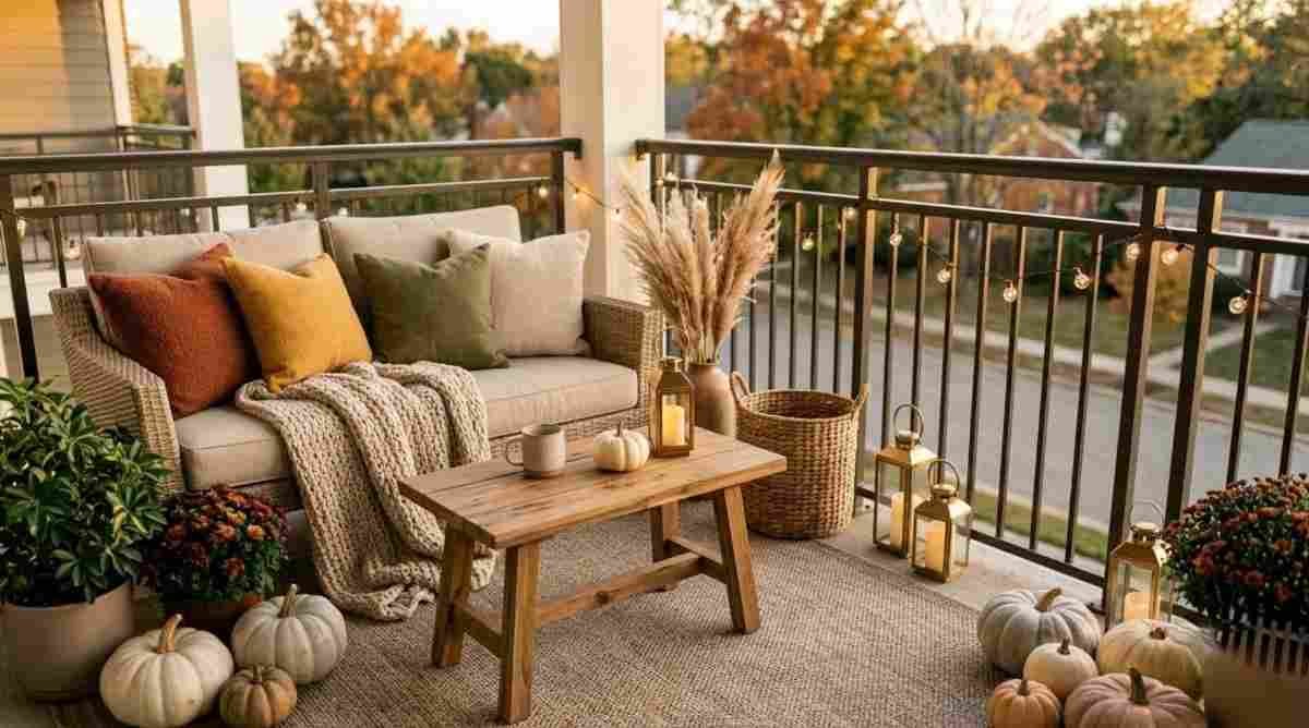 Cozy Fall Apartment Balcony Decor Ideas
