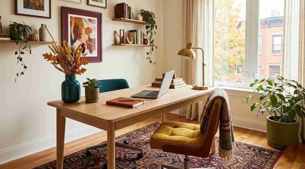 Colorful Fall Office with Jewel Tones