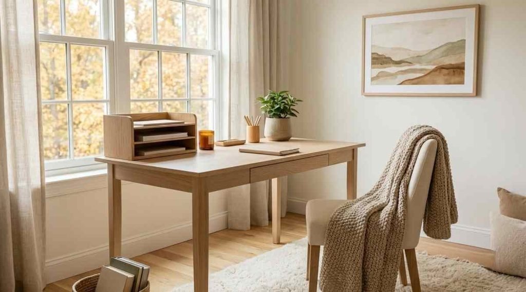 Soft Scandinavian Fall Workspace