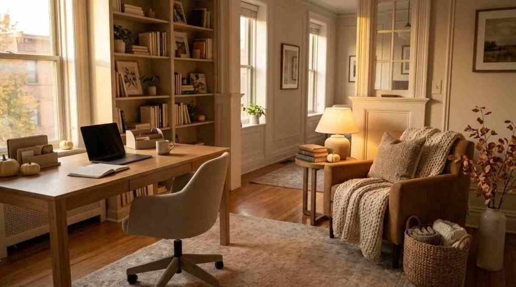 Cozy Fall Office with a Reading Corner