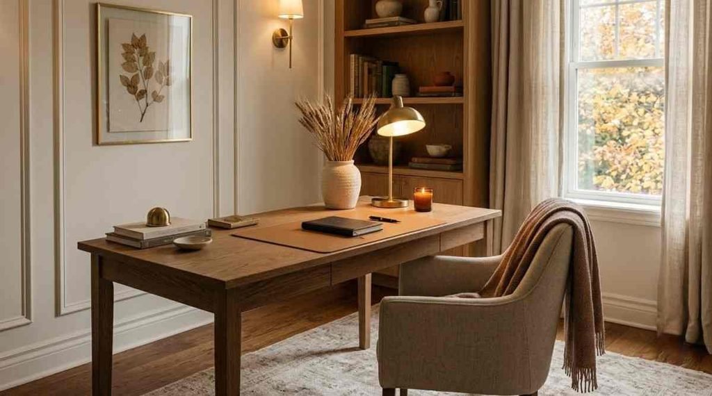 Elegant Brass and Neutral Fall Office