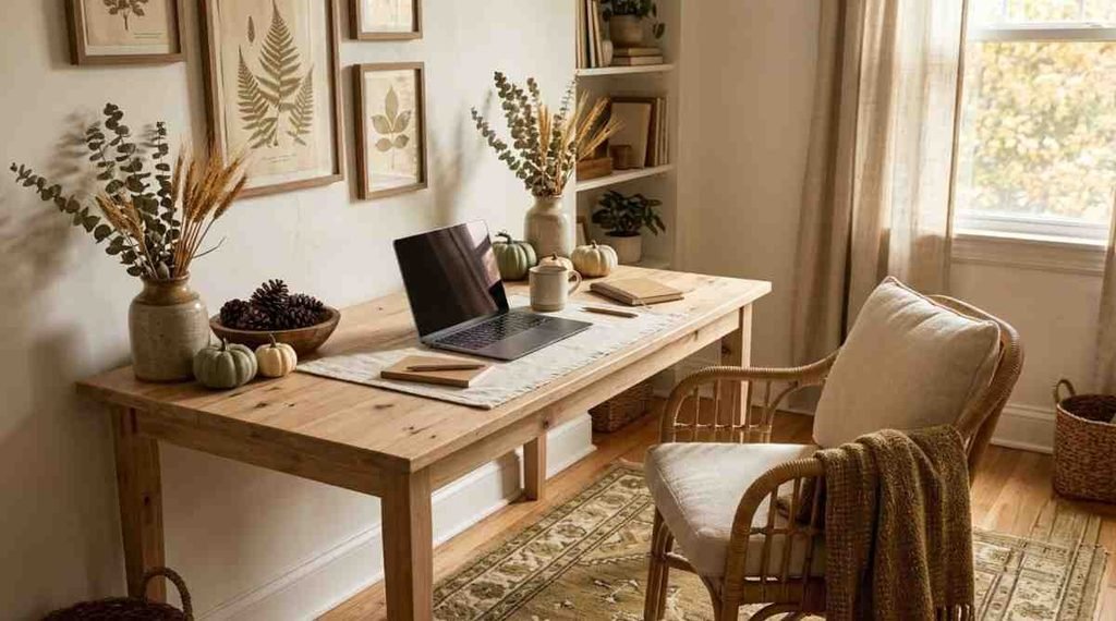 Rustic Fall Office with Natural Elements