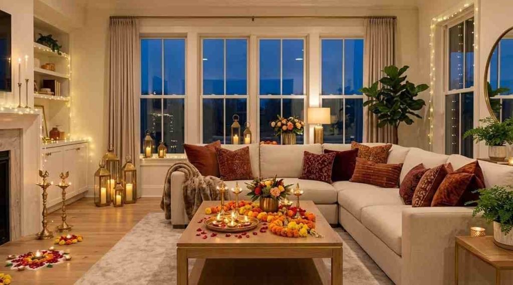 Warm Diwali Living Room Glow