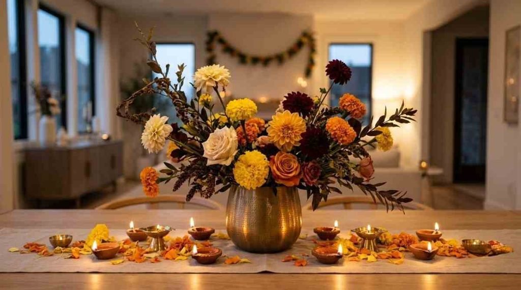 Modern Floral Diwali Arrangement