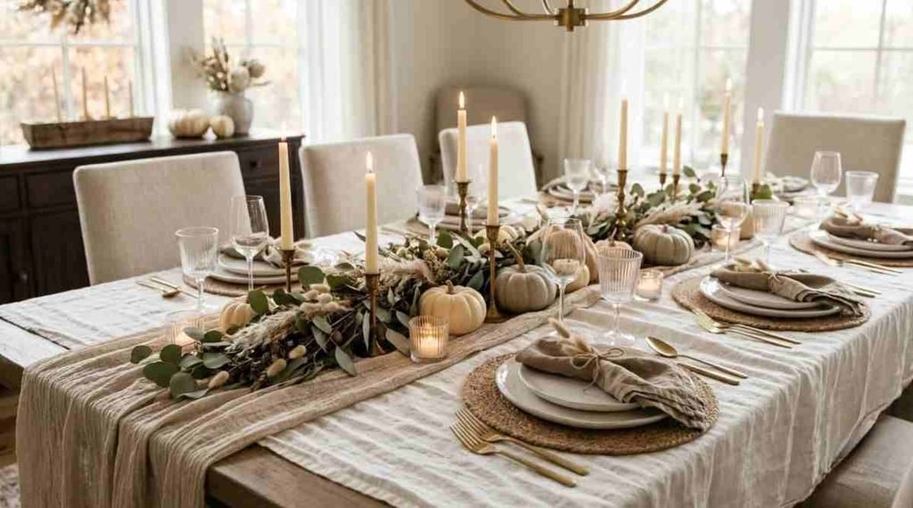 Layered Neutral Thanksgiving Tablescape
