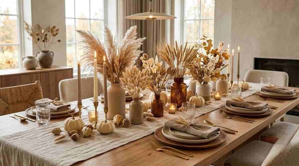 Thanksgiving Table with Dried Florals
