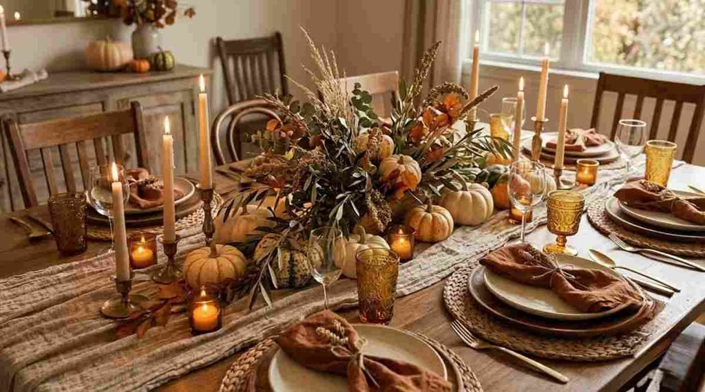 Thanksgiving Table with Warm Earthy Tones